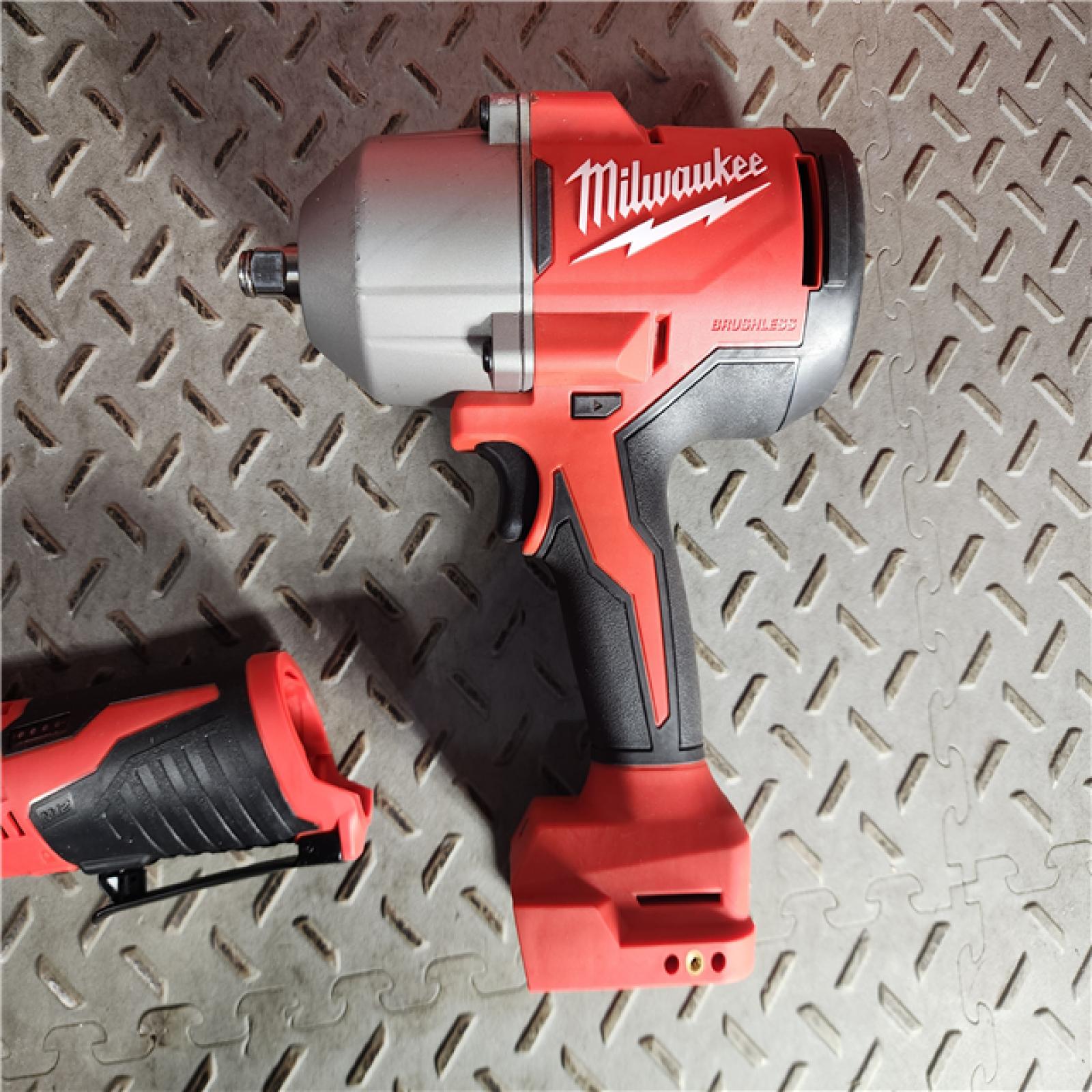 HOUSTON LOCATION - AS-IS M12/M18 12/18V Lithium-Ion Cordless 3/8 in. Ratchet and 1/2 in. High Torque Impact Wrench with Friction Ring Combo Kit