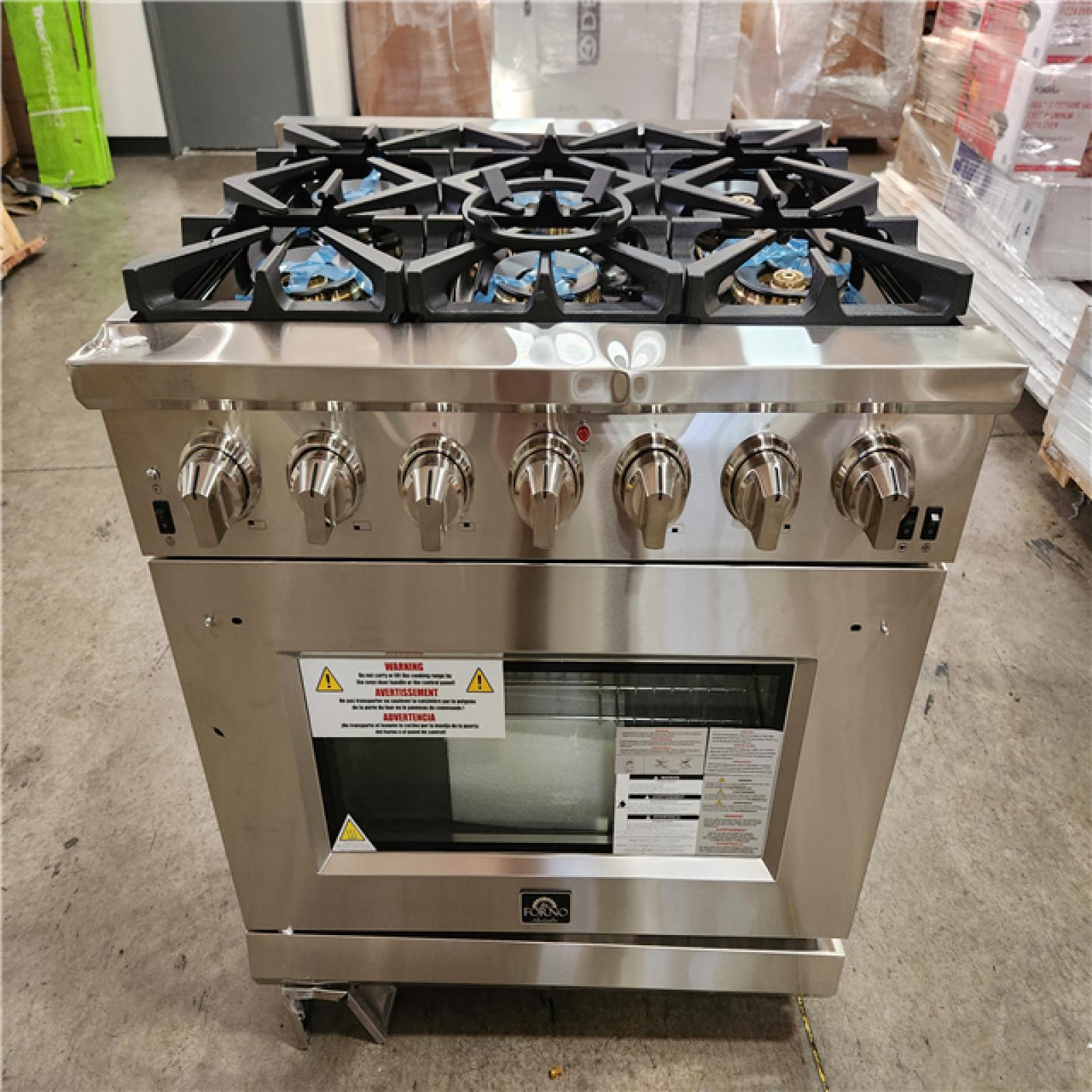 Phoenix Location Forno Capriasca 36 in. 5.36 cu. ft. Gas Range with 6 Gas Burners Oven in Stainless Steel