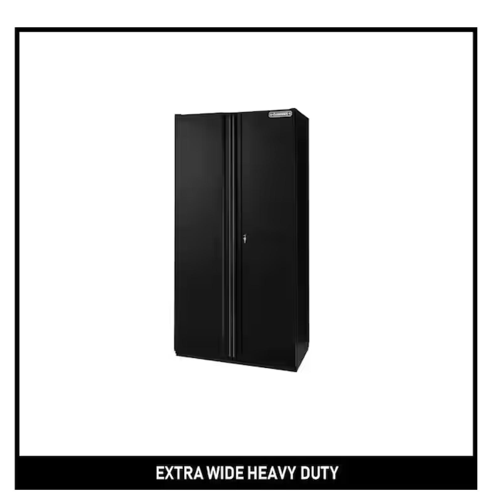 DALLAS LOCATION - Husky Extra Wide Heavy Duty Welded 20-Gauge Steel Freestanding Garage Cabinet in Black (42 in. W x 82 in. H x 24.6 in. D)