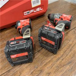 AS-ISMilwaukee M18 FUEL 18V Lithium-Ion Brushless Cordless Hammer Drill and Impact Driver Combo Kit (2-Tool) with 2 Batteries