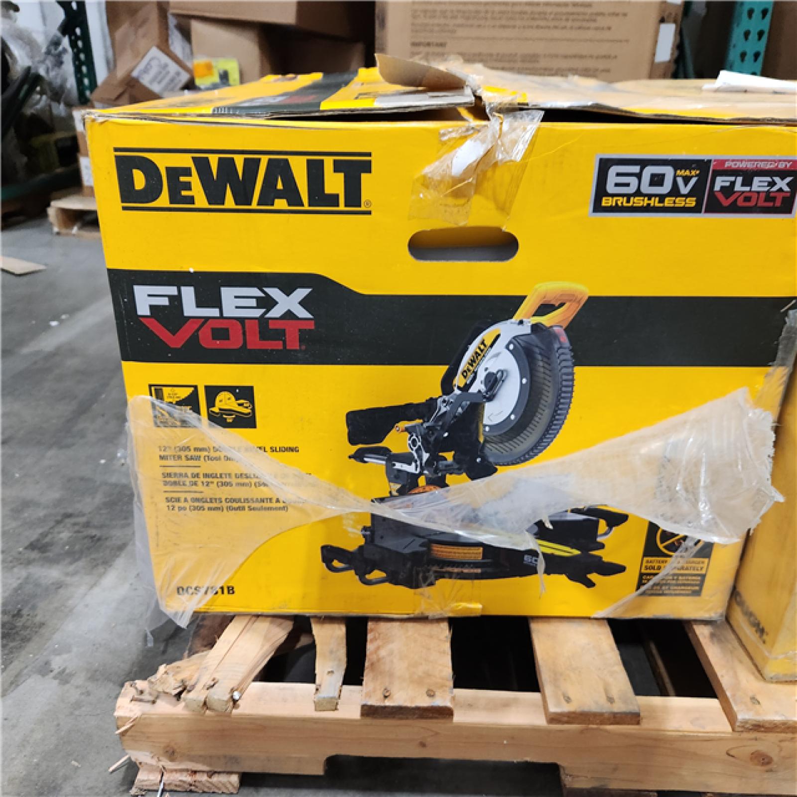 Dallas Location - LIKE NEW- DEWALT DCS781B 60V MAX Brushless Lithium-Ion Cordless 12 in. Double Bevel Sliding Miter Saw (Tool Only)