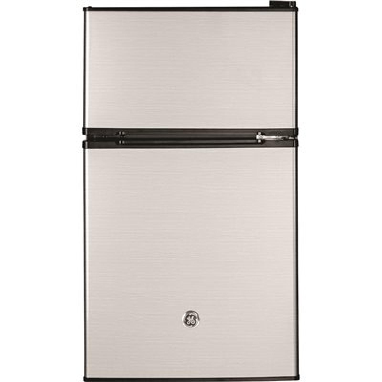 Phoenix Location GE 3.1 cu. ft. Double-Door Mini Fridge in Clean Steel