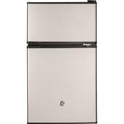 Phoenix Location GE 3.1 cu. ft. Double-Door Mini Fridge in Clean Steel