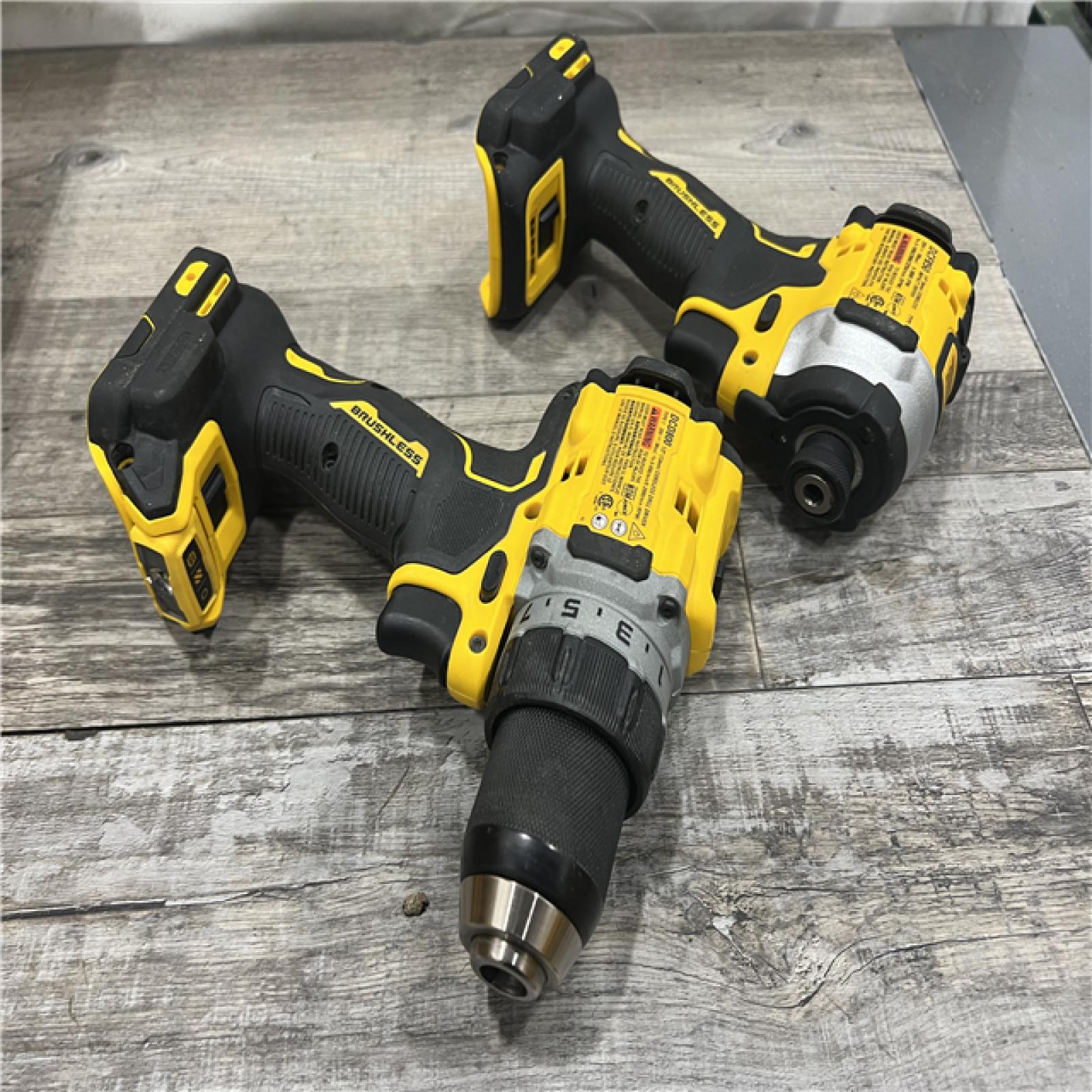 AS-IS DEWALT 20V MAX XR Cordless Drill/Driver, ATOMIC Impact Driver 2 Tool Combo Kit, (2) 2.0Ah Batteries, Charger, and Bag