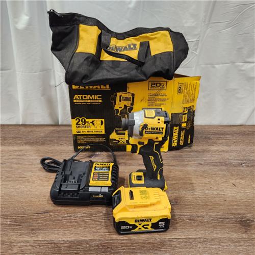 AS-IS ATOMIC 20V MAX Lithium-Ion Cordless 1/4 in. Brushless Impact Driver Kit, 5 Ah Battery, Charger, and Bag
