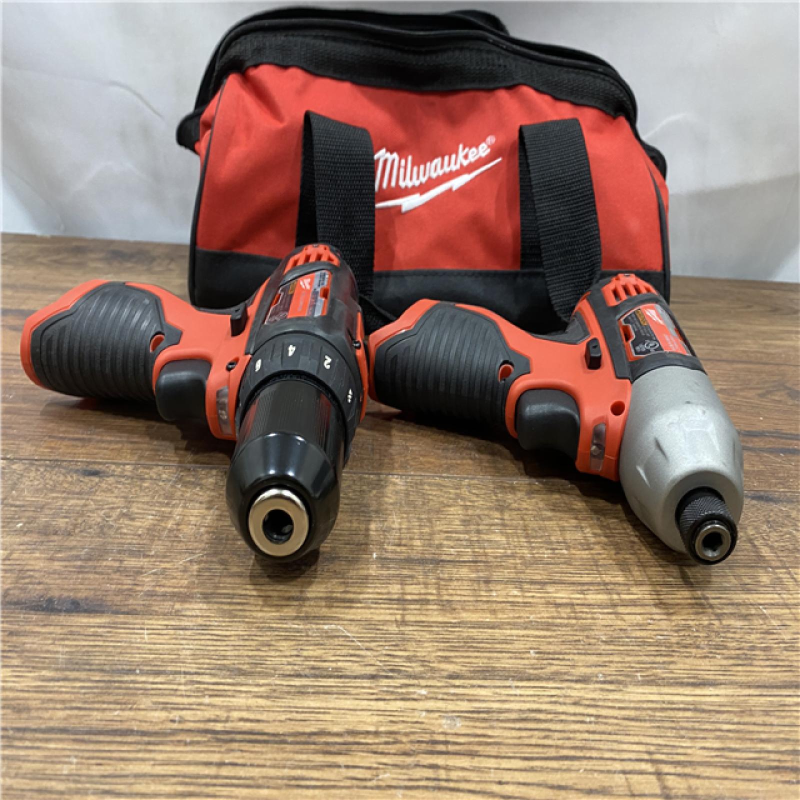 AS IS M12 12V Lithium-Ion Cordless Drill Driver/Impact Driver Combo Kit with Two 1.5Ah Batteries, Charger and Bag (2-Tool)