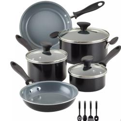 DALLAS LOCATION - Farberware Reliance Pro 12pc Nonstick Ceramic Cookware Set Black/Gray PALLET - (20 UNITS)