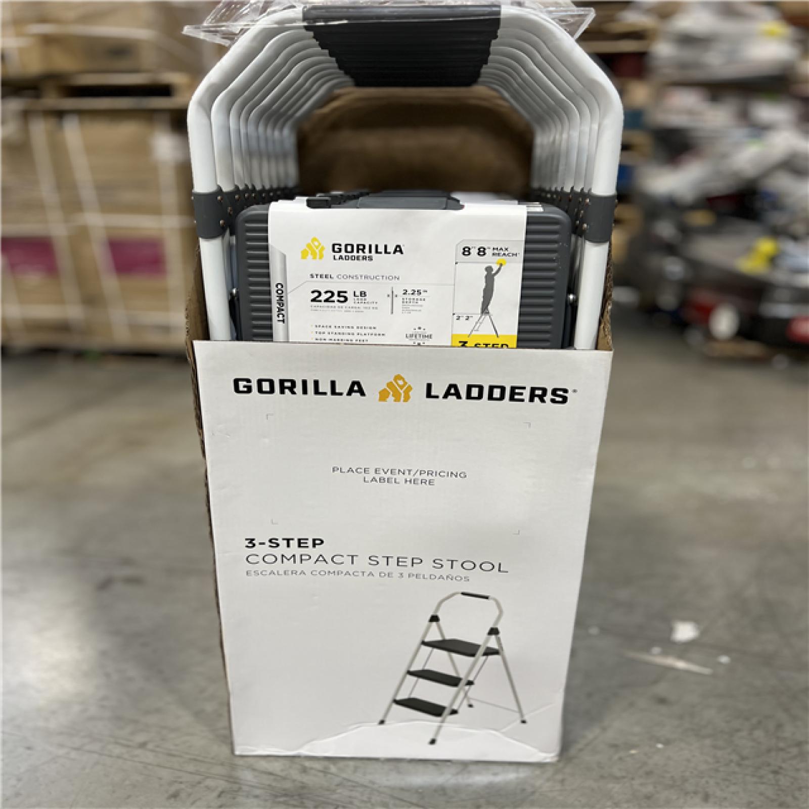 NEW! - Gorilla Ladders 3-Step Compact Steel Step Stool with 225 lb ...