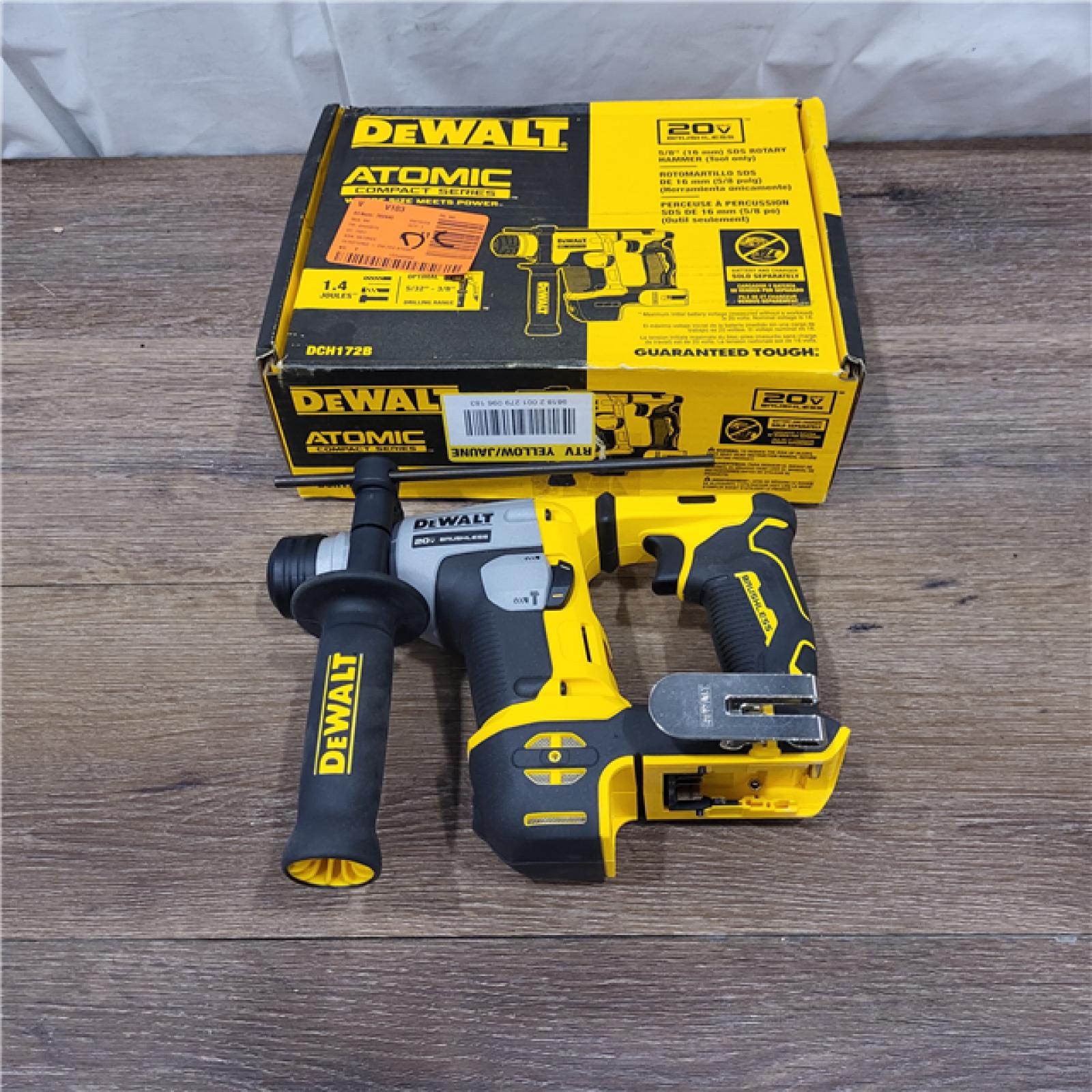 AS-IS Dewalt DCH172B MAX Atomic 20V 5/8 Inch Brushless Cordless SDS Plus Rotary Hammer (Tool Only)