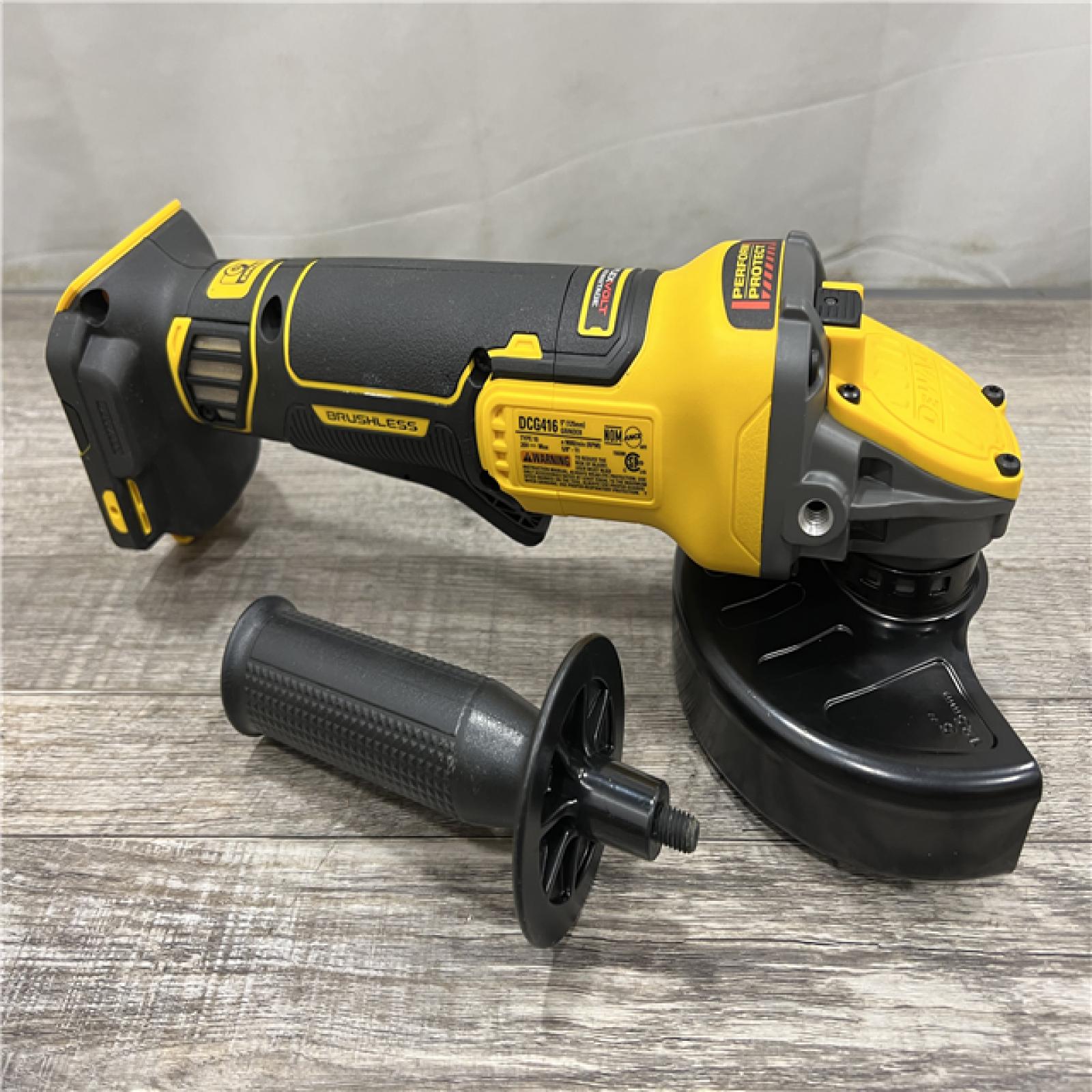 AS-IS DEWALT 20V MAX Cordless Brushless 4.5 - 5 in. Paddle Switch Angle Grinder with FLEXVOLT ADVANTAGE (Tool Only)