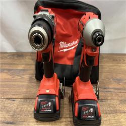 AS IS M18 18V Lithium-Ion Brushless Cordless Compact Drill/Impact Combo Kit (2-Tool) W/(2) 2.0 Ah Batteries, Charger & Bag