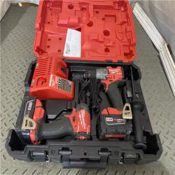 Houston location AS-IS Milwaukee 3697-22 M18 FUEL 1/2 Hammer Driller/Driver &1/4 Hex Impact Driver 2 Tool Combo Kit