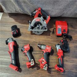 CALIFORNIA AS-IS MILWAUKEE M18 FUEL 5-TOOL COMBO KIT(BATTERIES,CHARGER,AND BAG INCLUDED)