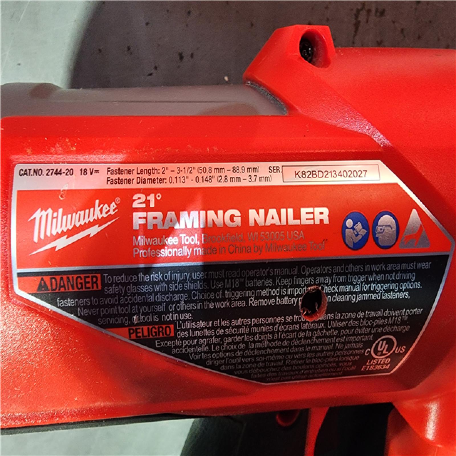 HOUSTON LOCATION - AS-IS Milwaukee 2744-20 M18 FUEL 21-Degree Cordless Framing Nailer (Tool Only)