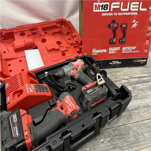 AS-IS MILWAUKEE M18 FUEL 18V Lithium-Ion Brushless Cordless Hammer Drill and Impact Driver Combo Kit (2-Tool) with 2 Batteries