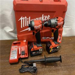 AS-ISMilwaukee M18 FUEL 18V Lithium-Ion Brushless Cordless Hammer Drill and Impact Driver Combo Kit (2-Tool) with 2 Batteries