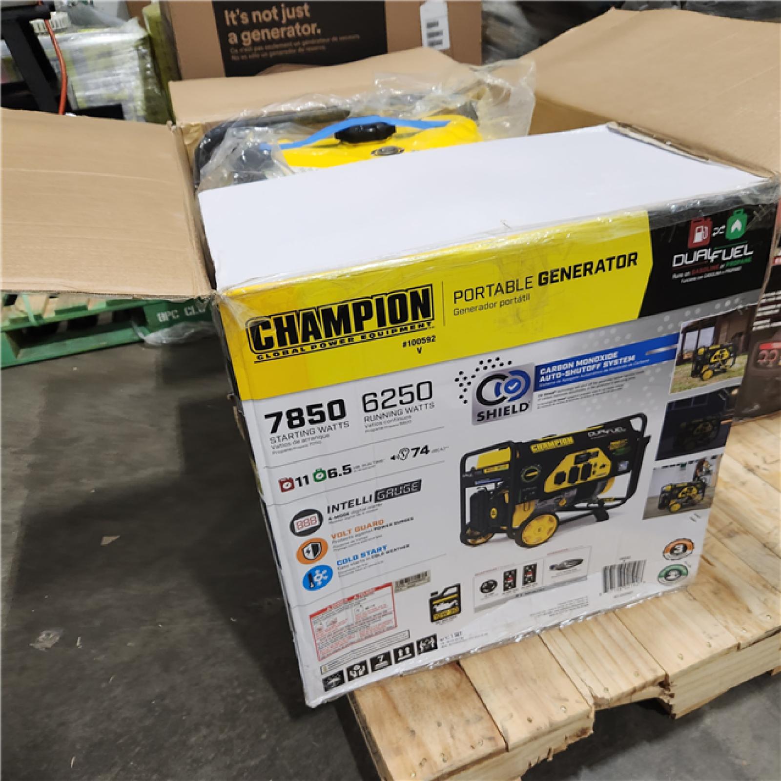 Dallas Location - As-Is  Champion Power Equipment 100592 6250-Watt Gas and Propane Powered Dual-Fuel Portable Generator