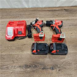 AS-IS M18 18V Lithium-Ion Brushless Cordless Compact Drill/Impact Combo Kit (2-Tool) W/(2) 2.0 Ah Batteries, Charger & Bag