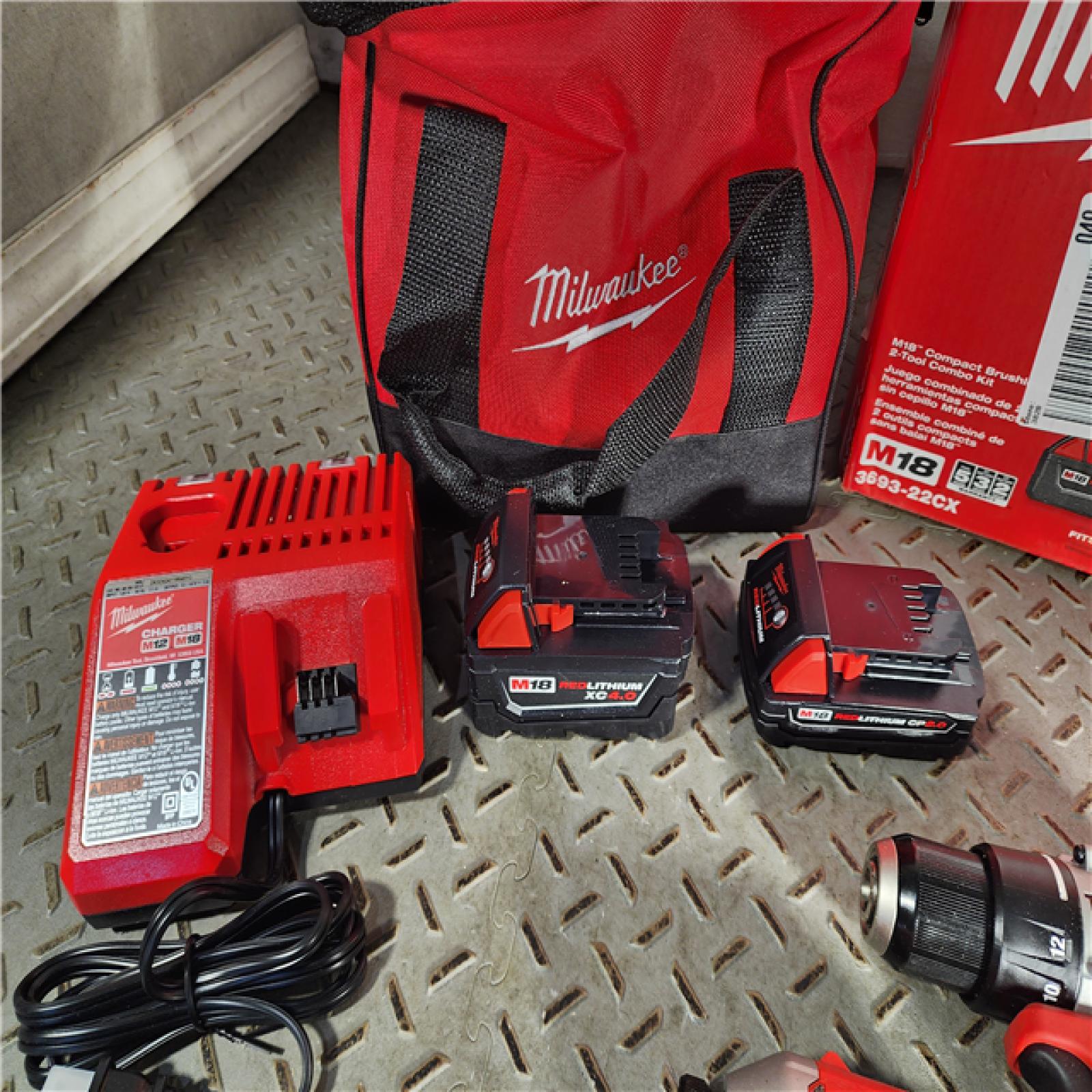 HOUSTON LOCATION - AS-IS M18 18-Volt Lithium-Ion Brushless Cordless Compact Hammer Drill/Impact Combo Kit (2-Tool) with (2) Batteries, Bag