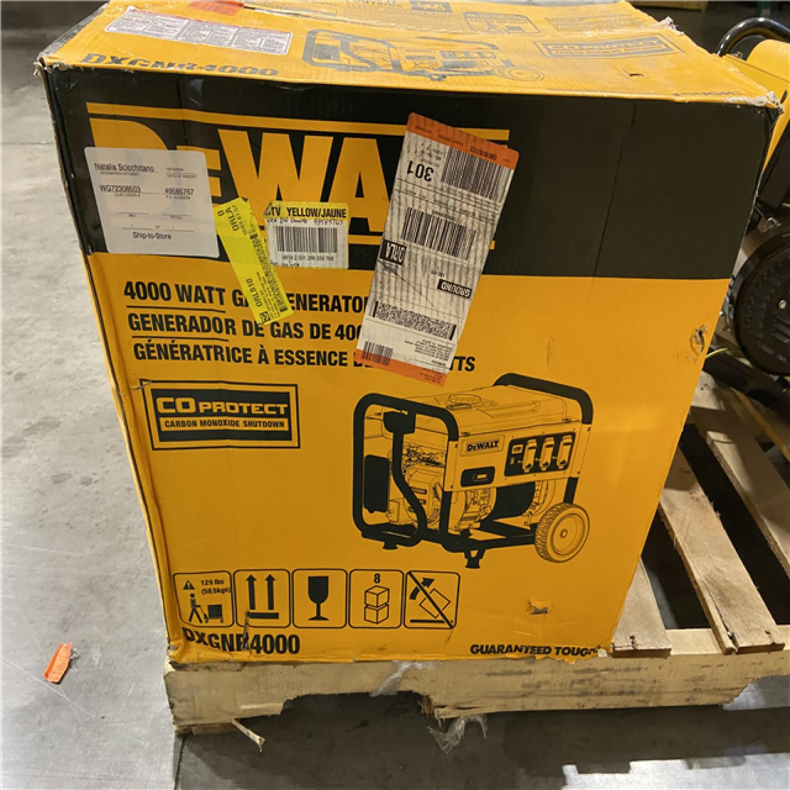 DALLAS LOCATION - NEW! DEWALT 4000-Watt Manual Start Gas-Powered Portable Generator with Premium Engine, Covered Outlets and CO Protect