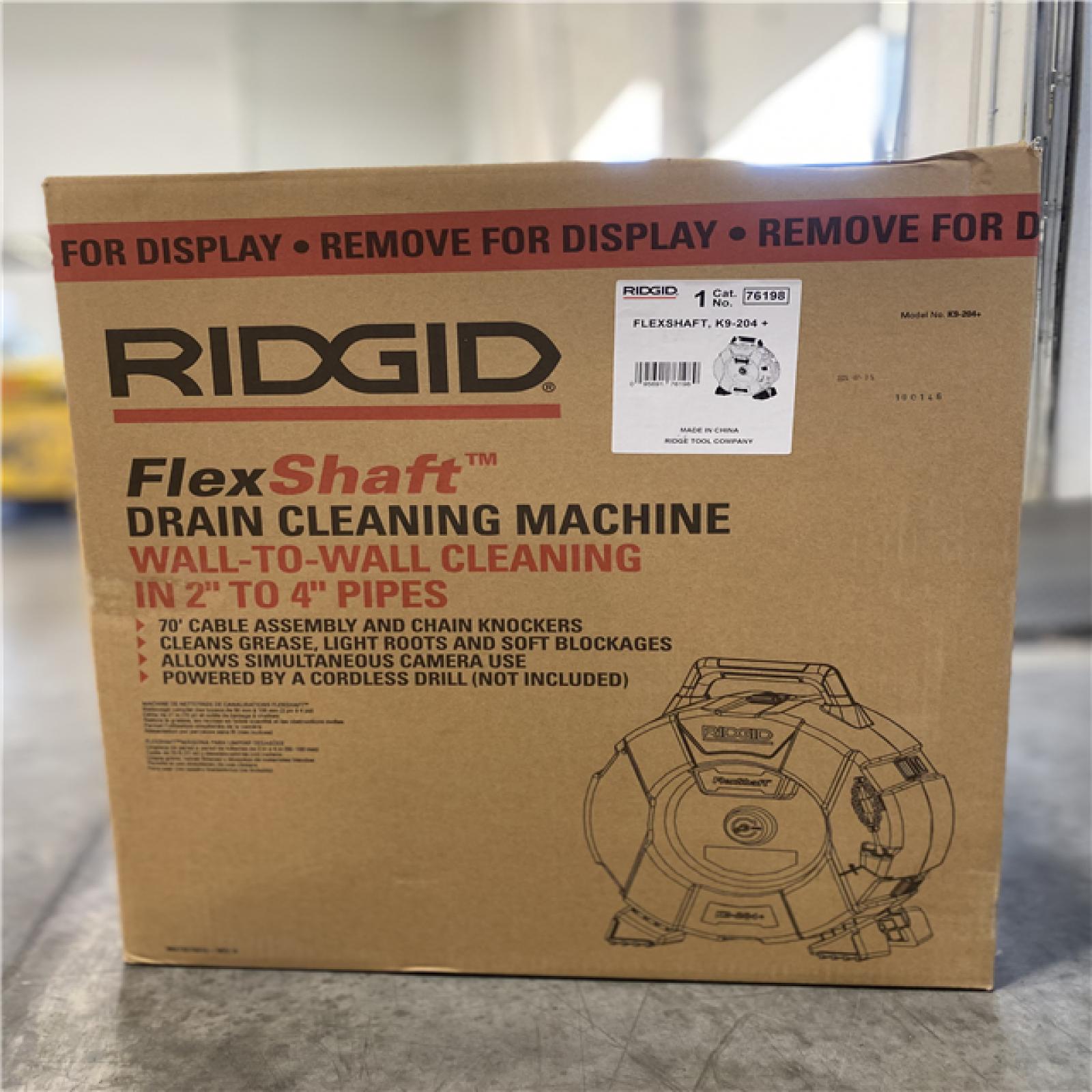 NEW! - Ridgid K9-204+ FlexShaft Machine for 2-4 In. (50-100 mm) Pipes