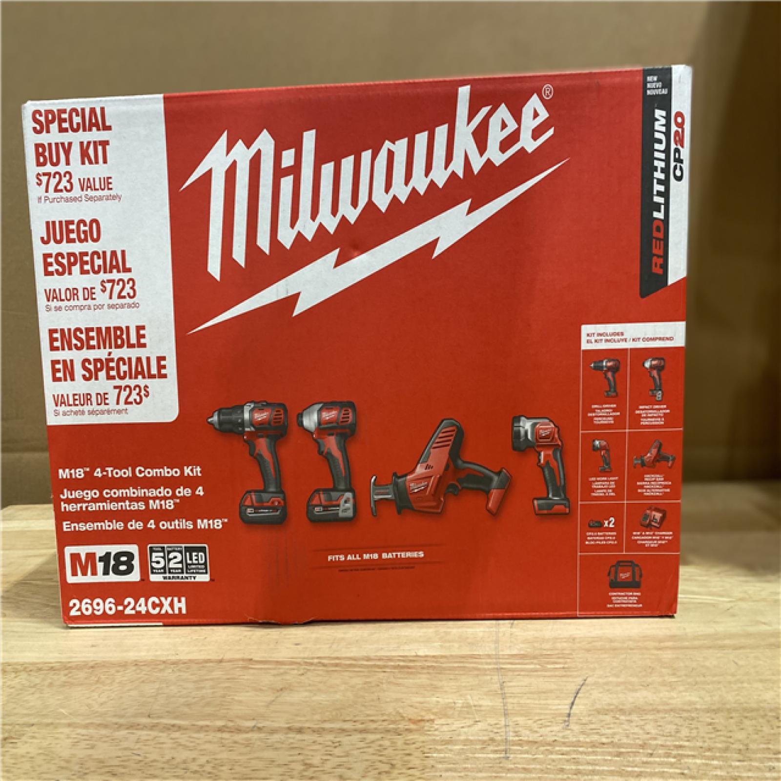 NEW! - Milwaukee M18 Cordless Combo Kit 4PC