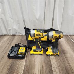 AS IS DEWALT ATOMIC 20-Volt MAX Lithium-Ion Cordless Combo Kit (2-Tool) with (2) 2.0Ah Batteries, Charger and Bag