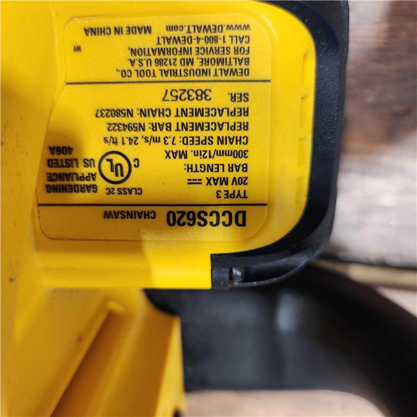 AS-IS Dewalt 7605686 12 in. 20V Battery Powered Chainsaw