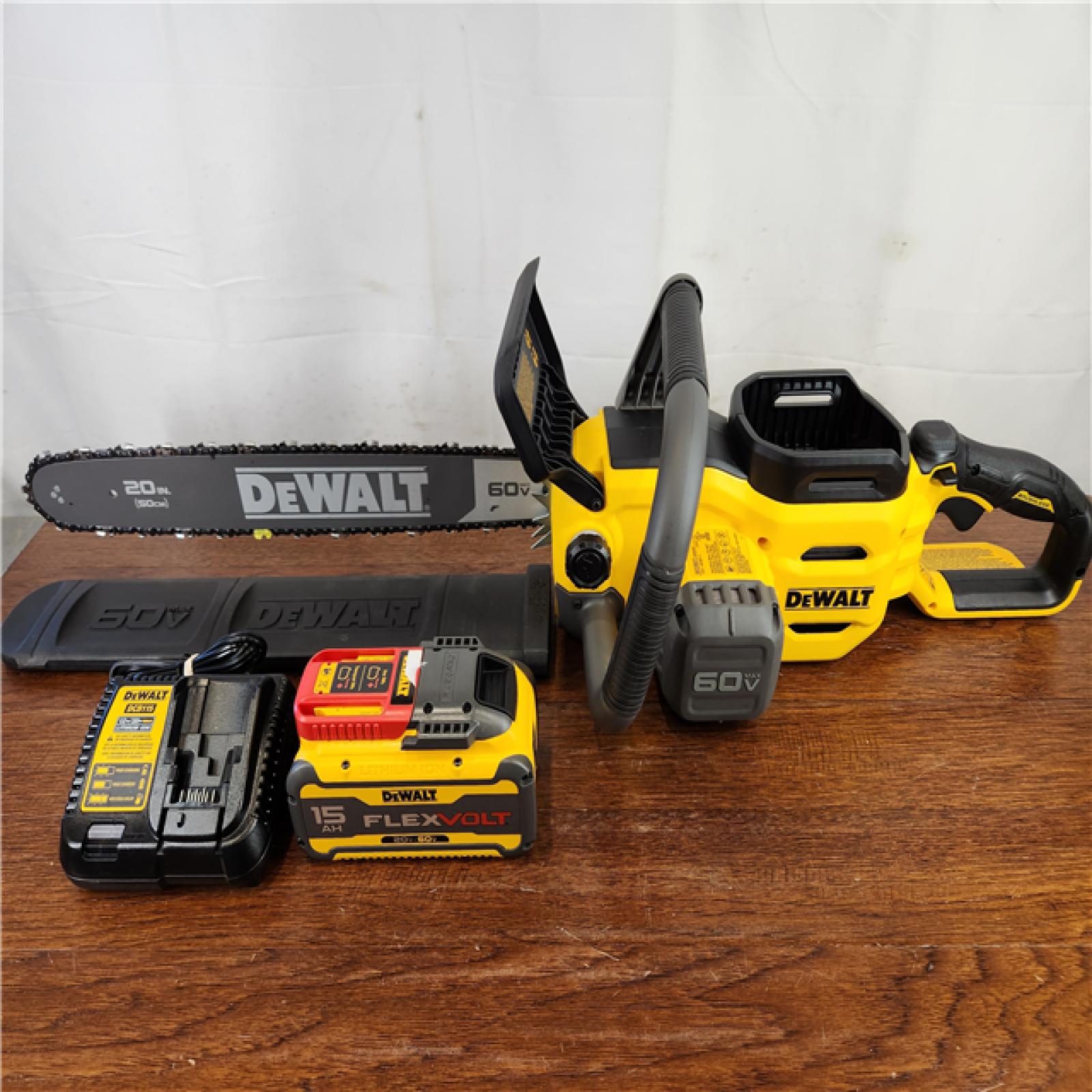 Good DEWALT 60-Volt MAX Brushless Cordless 20 in. Chainsaw Kit w/ Hard Case