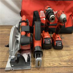 AS IS Milwaukee M18 18-Volt Lithium-Ion Brushless Cordless Combo Kit (4-Tool) with 2-Batteries, 1-Charger and Tool Bag