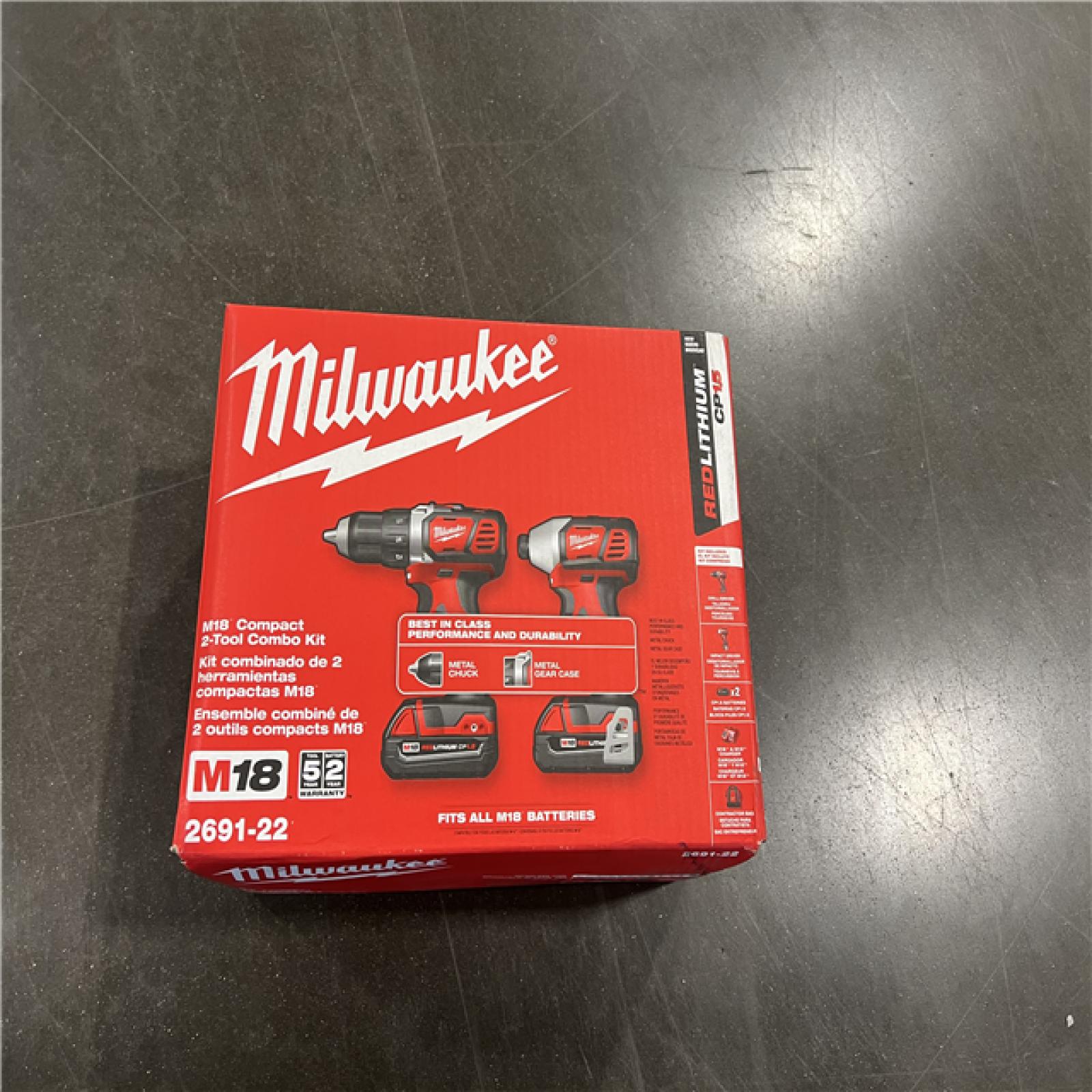 NEW! Milwaukee M18 18V Cordless Brushed 2 Tool Drill/Driver and Impact Driver Kit