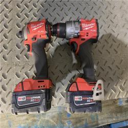 Houston location AS-IS Milwaukee 3697-22 M18 FUEL 1/2 Hammer Driller/Driver &1/4 Hex Impact Driver 2 Tool Combo Kit