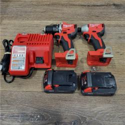 AS-IS M18 18V Lithium-Ion Brushless Cordless Compact Drill/Impact Combo Kit (2-Tool) W/(2) 2.0 Ah Batteries, Charger & Bag