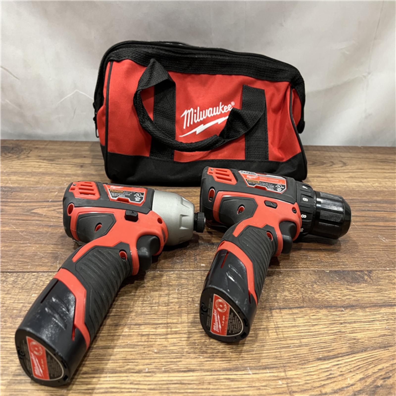 AS IS M12 12V Lithium-Ion Cordless Drill Driver/Impact Driver Combo Kit with Two 1.5Ah Batteries, Charger and Bag (2-Tool)