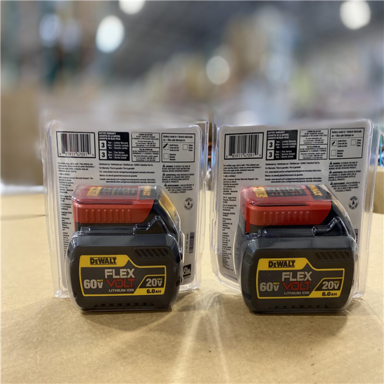 NEW! - DEWALT FLEXVOLT 20V/60V MAX Lithium-Ion 6.0Ah Battery Pack (2 PACKS)