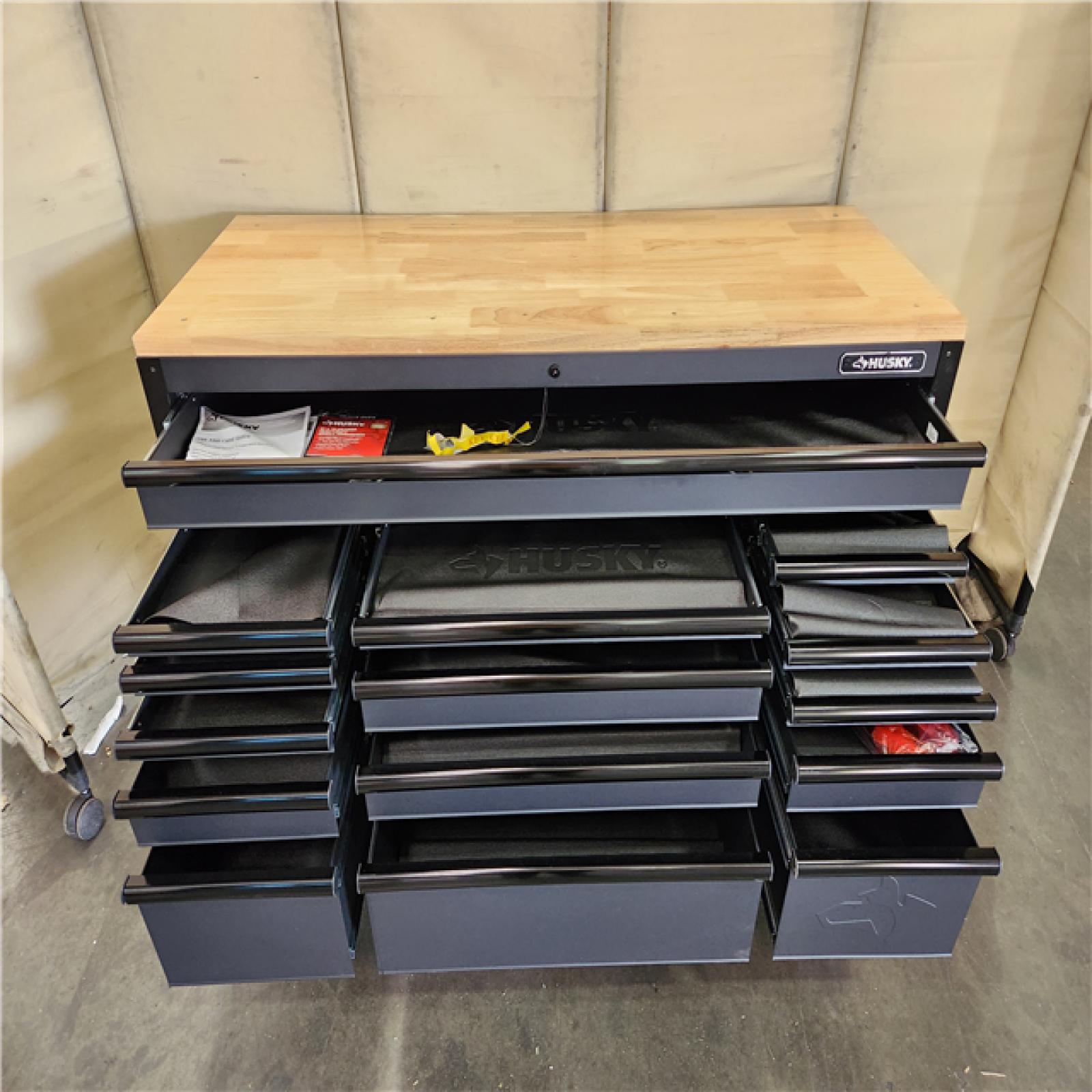 California AS-IS Husky 61 In. 15-Drawer Heavy Duty Mobile Workbench