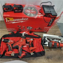 AS-IS Milwaukee M18 18-Volt Lithium-Ion Brushless Cordless Combo Kit (4-Tool) with 2-Batteries, 1-Charger and Tool Bag