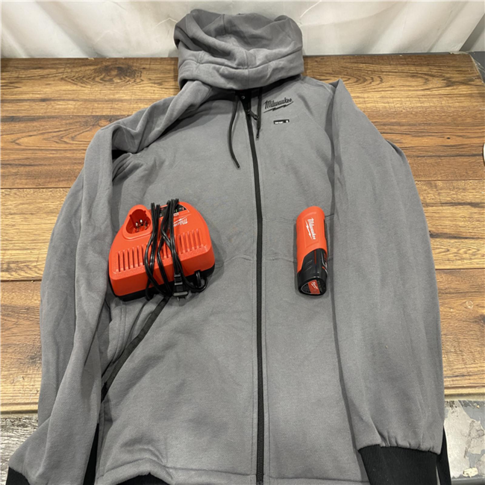 AS IS Milwaukee M12 12-Volt Cordless Gray Heated Jacket Hoodie Kit (X-Large)