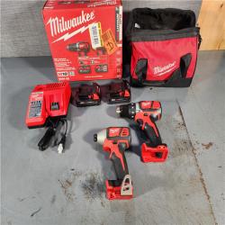 HOUSTON LOCATION - AS-IS Milwaukee M18 Brushed Cordless (2-Tool) Drill/Driver and Impact Driver Kit