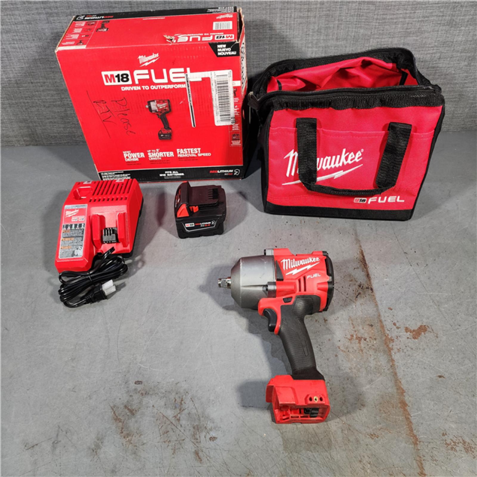 HOUSTON LOCATION - AS-IS Milwaukee M18 1/2 in. Cordless Brushless High Torque Impact Wrench Kit (Battery & Charger)