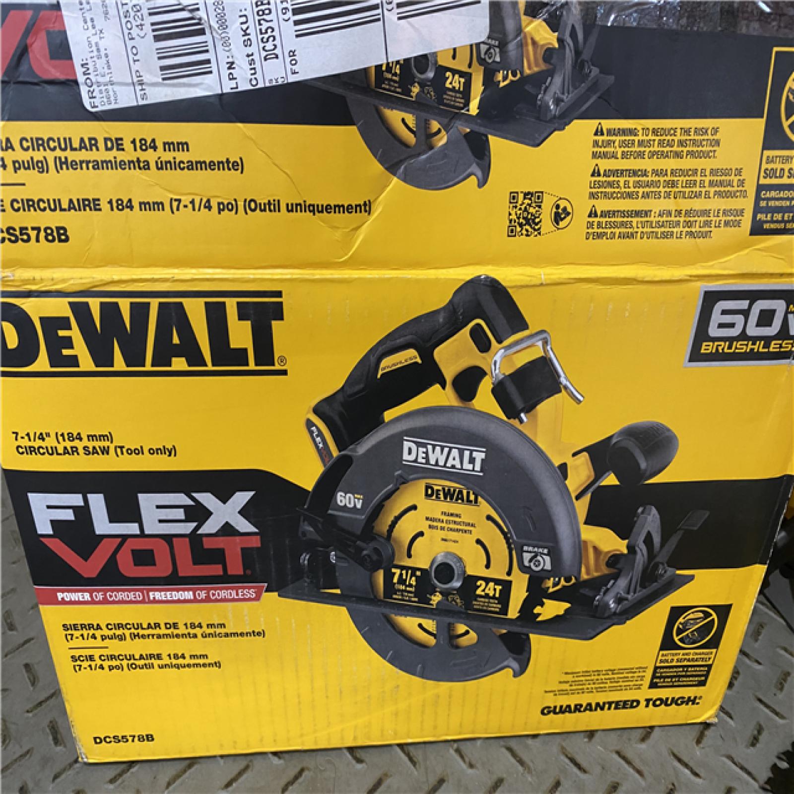 Houston location AS-IS DeWALT Flexvolt Max 7-1/4  60V Brushless Circular Saw DCS578B (Bare Tool)