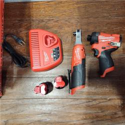 AS-IS Milwaukee M12 FUEL Brushless Cordless 1/4inch Hex Impact Driver with 3/8inch Ratchet Kit