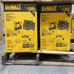 DALLAS LOCATION - NEW! DEWALT 6 Gal. 18-Gauge Brad Nailer and Heavy-Duty Pancake Electric Air Compressor Combo Kit PALLET -(4 UNITS)