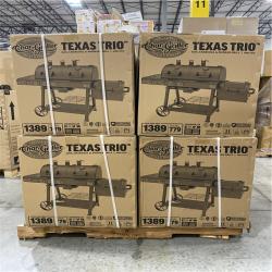 DALLAS LOCATION - Char-Griller Texas Trio 4-Burner Dual Fuel Grill with Smoker in Black - (4 UNITS)