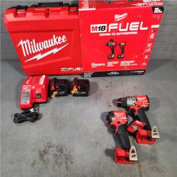 HOUSTON LOCATION - AS-IS (APPEARS LIKE NEW) Milwaukee M18 FUEL 18V Lithium-Ion Brushless Cordless Hammer Drill and Impact Driver Combo Kit (2-Tool) with 2 Batteries