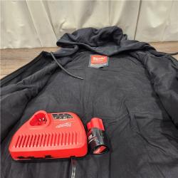 AS IS Milwaukee 306B-21L 12V Heated Hoodie Kit Black (Large) with 2.0Ah Lithium Ion Battery & Charger