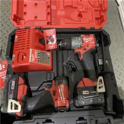 Houston location AS-IS Milwaukee 3697-22 M18 FUEL 1/2 Hammer Driller/Driver &1/4 Hex Impact Driver 2 Tool Combo Kit