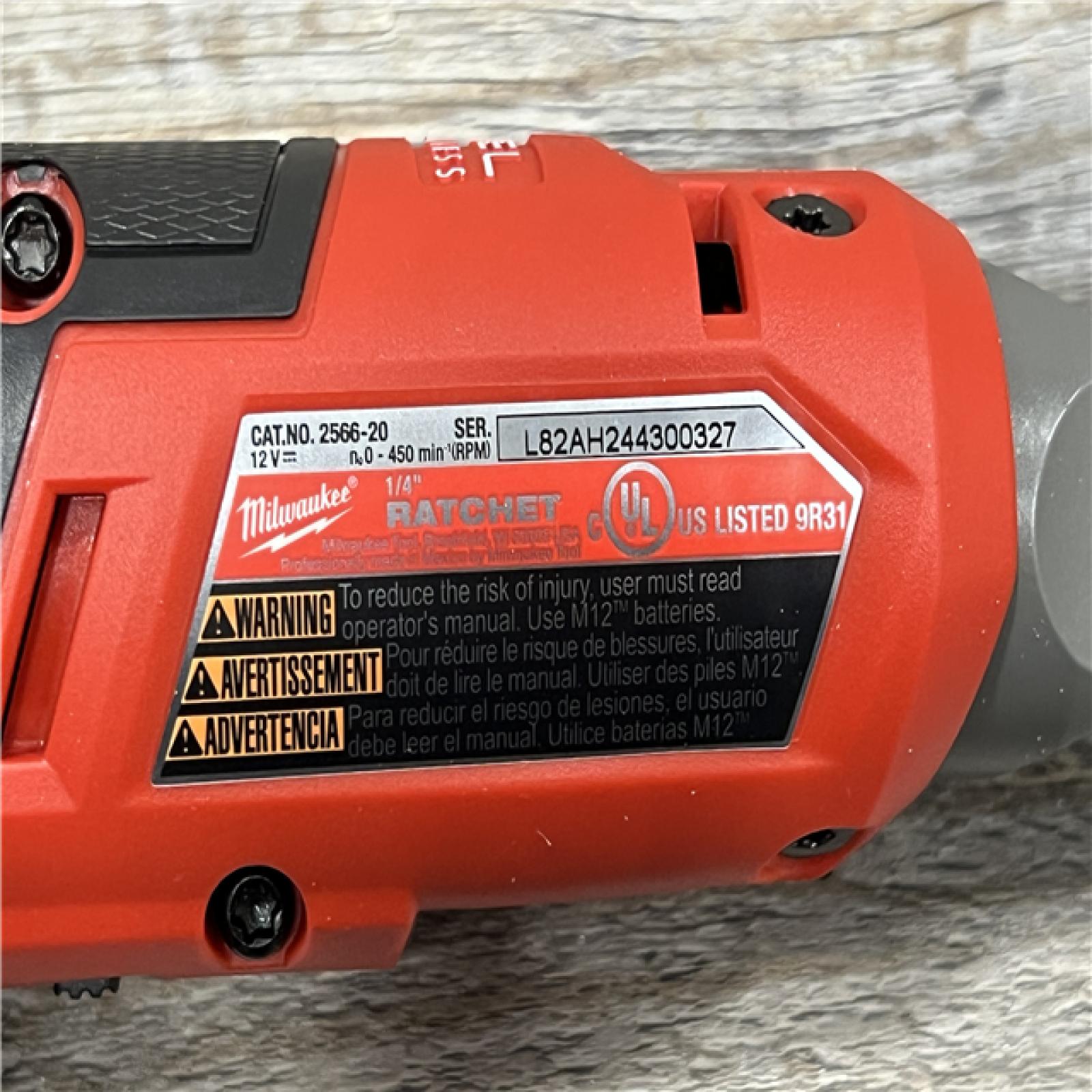 AS-IS Milwaukee 2566-20 M12 FUEL Brushless Lithium-Ion 1/4 in. Cordless High Speed Ratchet (Tool Only)