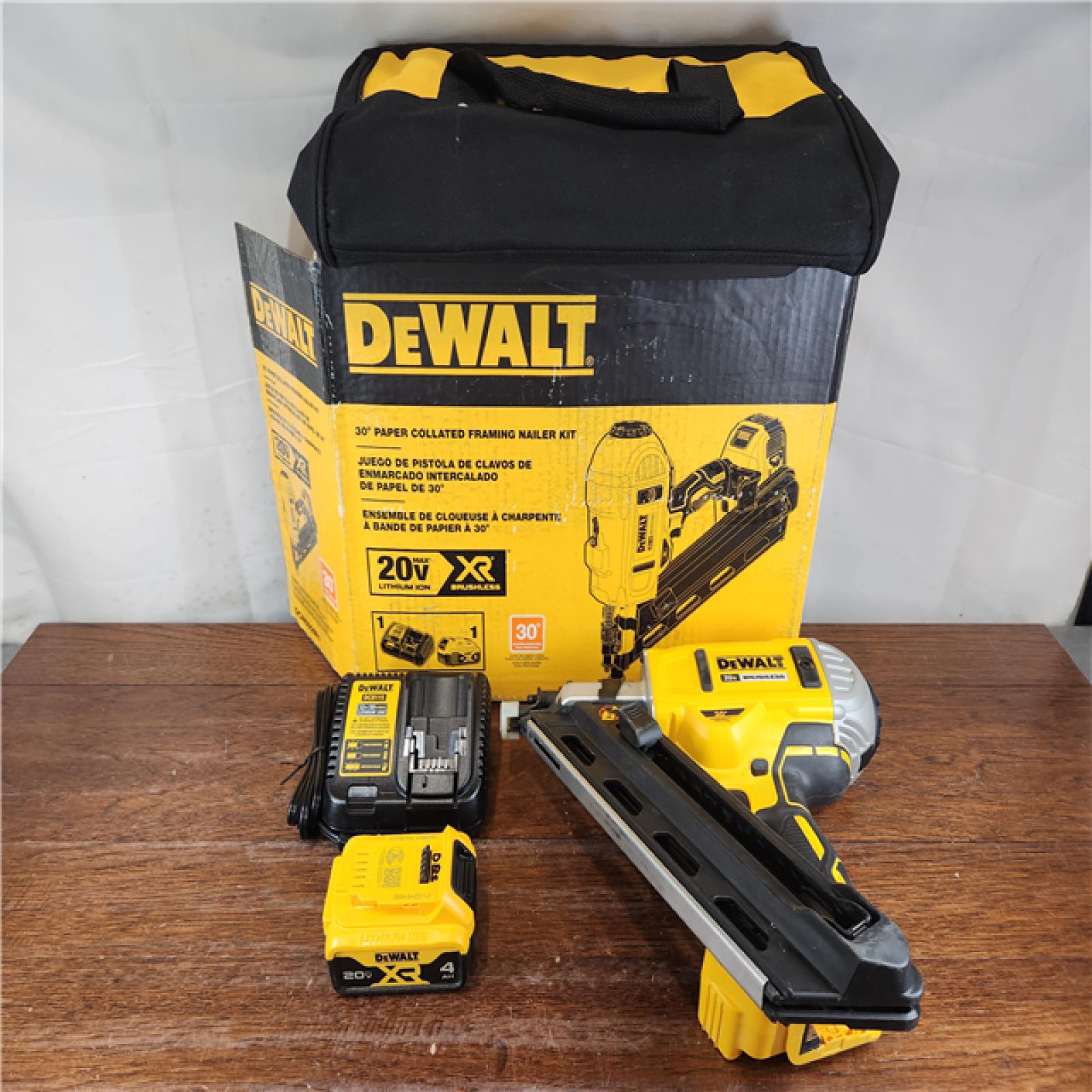 AS-IS DeWalt 20V MAX Brushless Cordless 2-Speed 30° Paper Collated Framing Nailer Kit