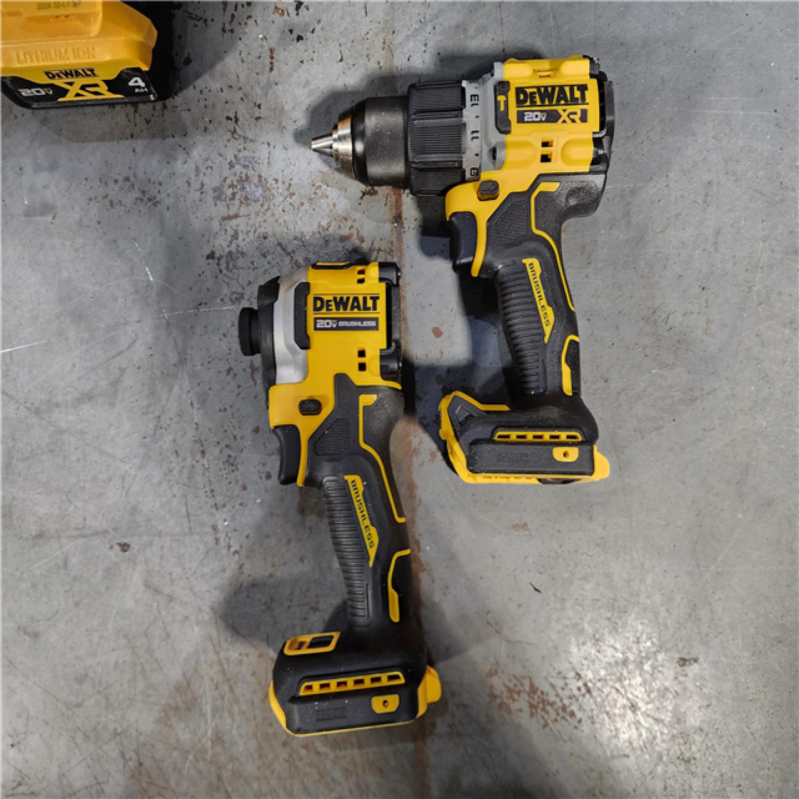 HOUSTON LOCATION - AS-IS DEWALT 20V MAX XR Hammer Drill and ATOMIC Impact Driver 2 Tool Cordless Combo Kit with (2) 4.0Ah Batteries, Charger, and Bag